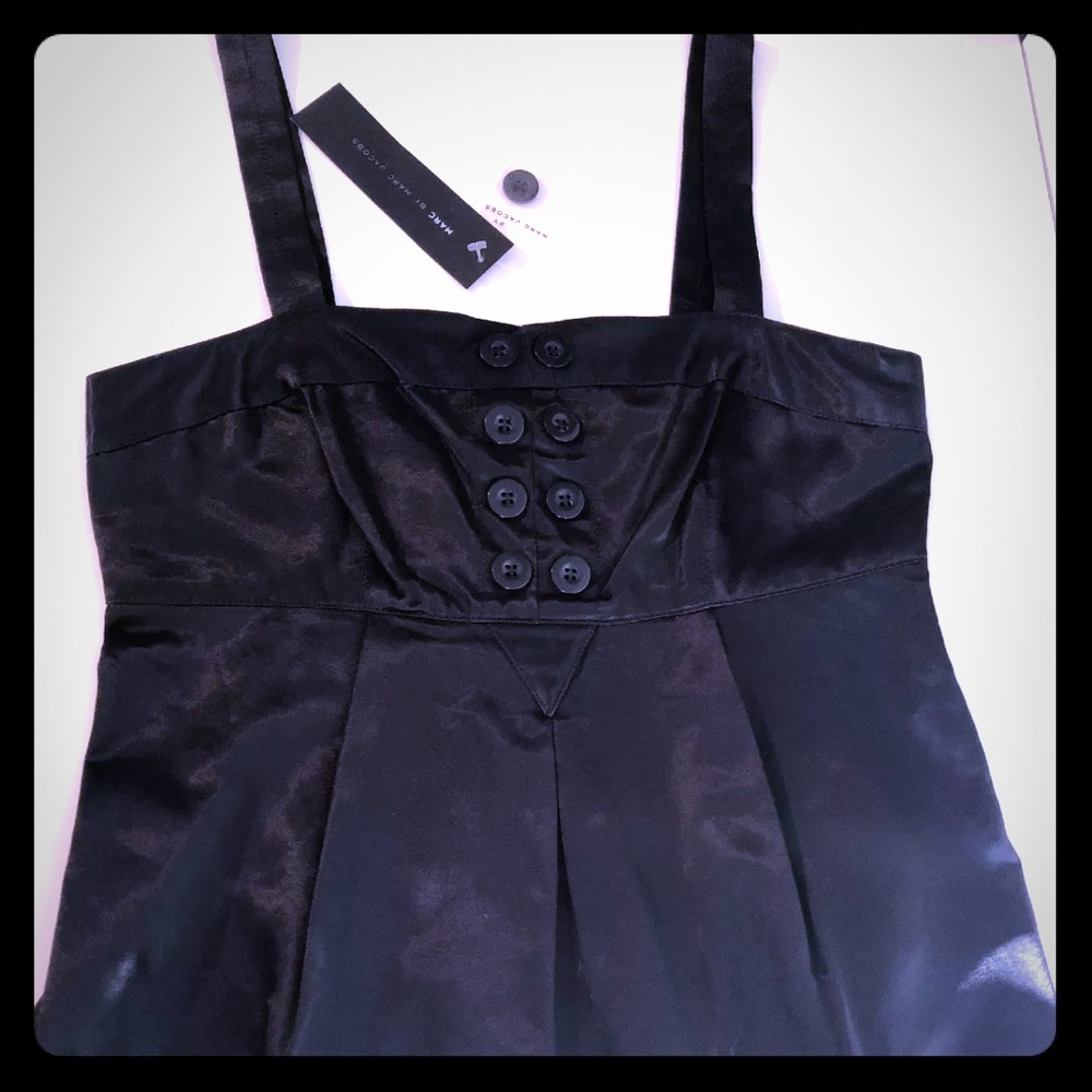 Marc Jacobs Babydoll Evening top sz 2 Black Satin